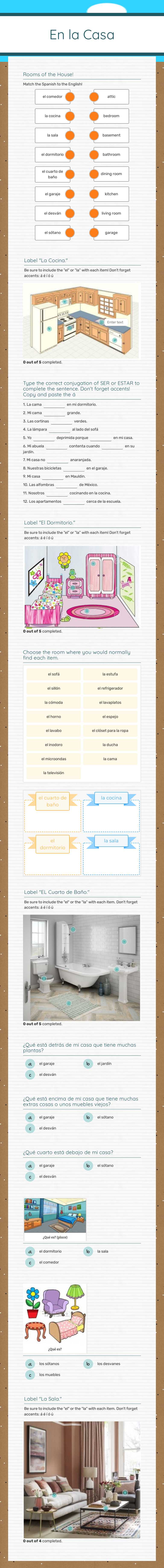 En la Casa worksheet preview image