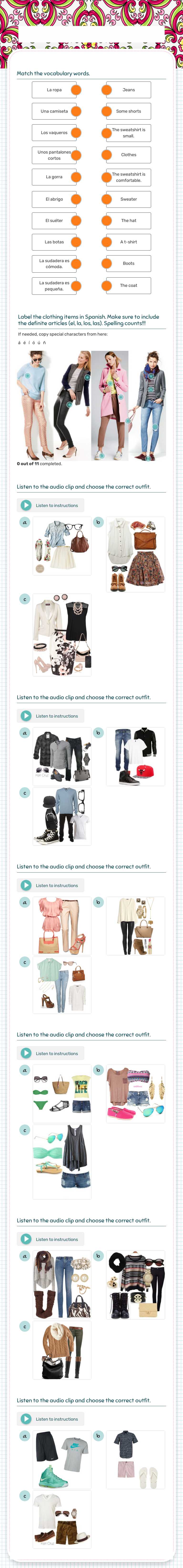 La Ropa - Clase 5 worksheet preview image
