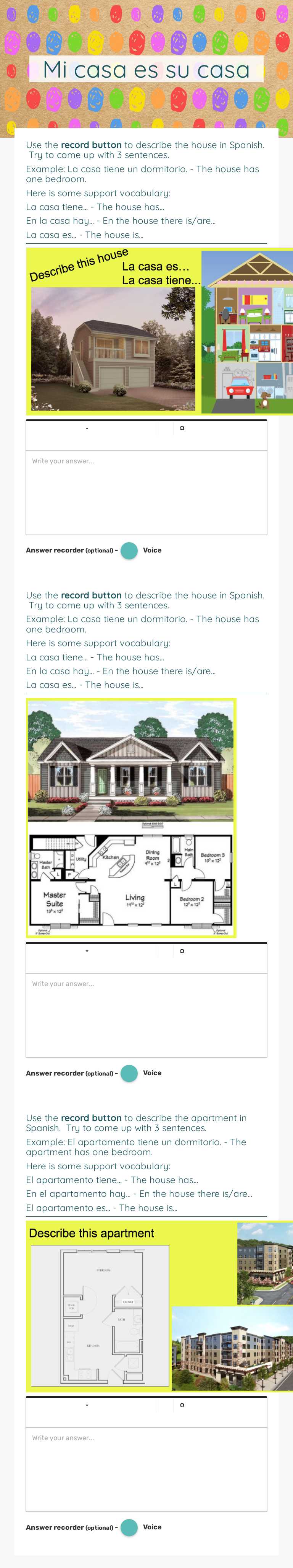 Mi casa es su casa worksheet preview image