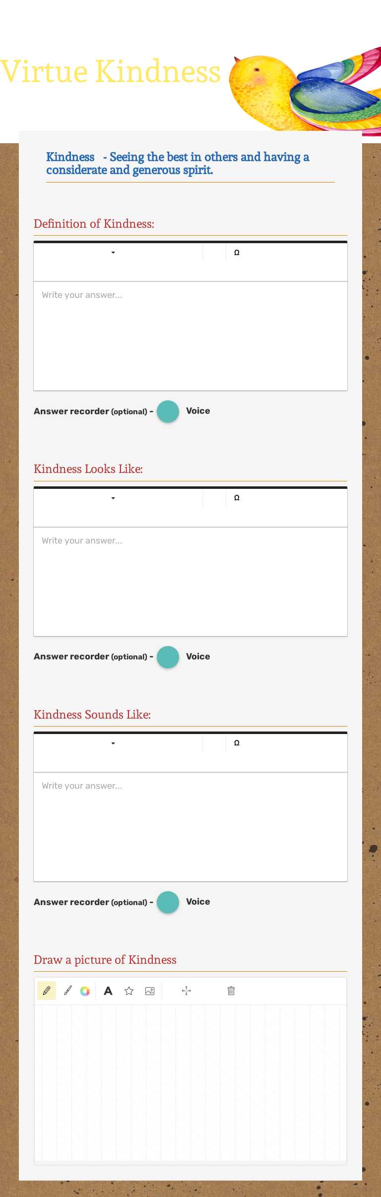 Virtue Kindness Grade 4 worksheet preview