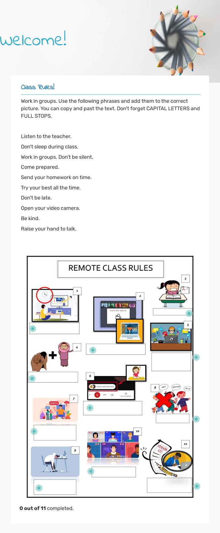 Welcome! worksheet preview image