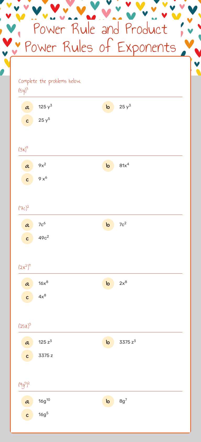 Power Rule and Product Power Rules of Exponents by Shelby Wambold ...