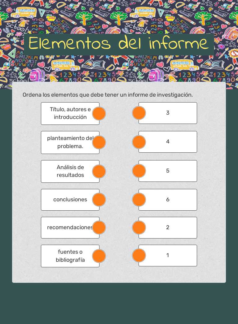 Elementos del informe worksheet preview image