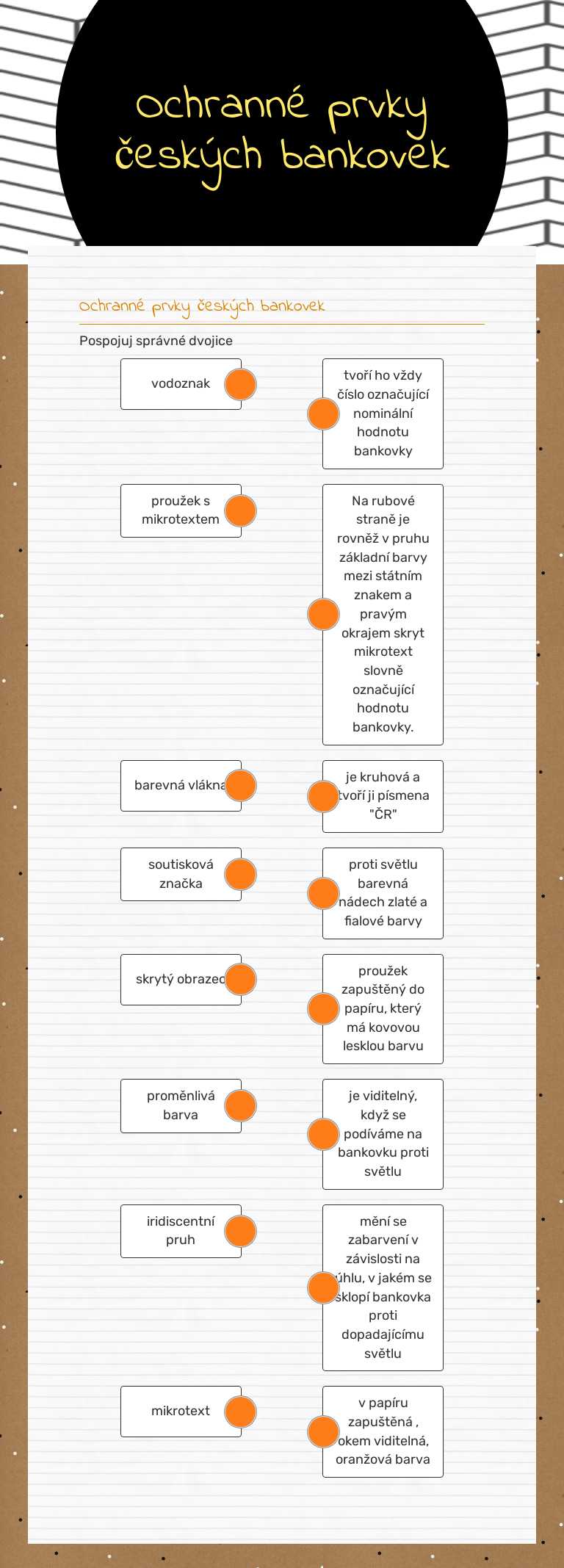 Ochranné prvky českých bankovek worksheet preview image