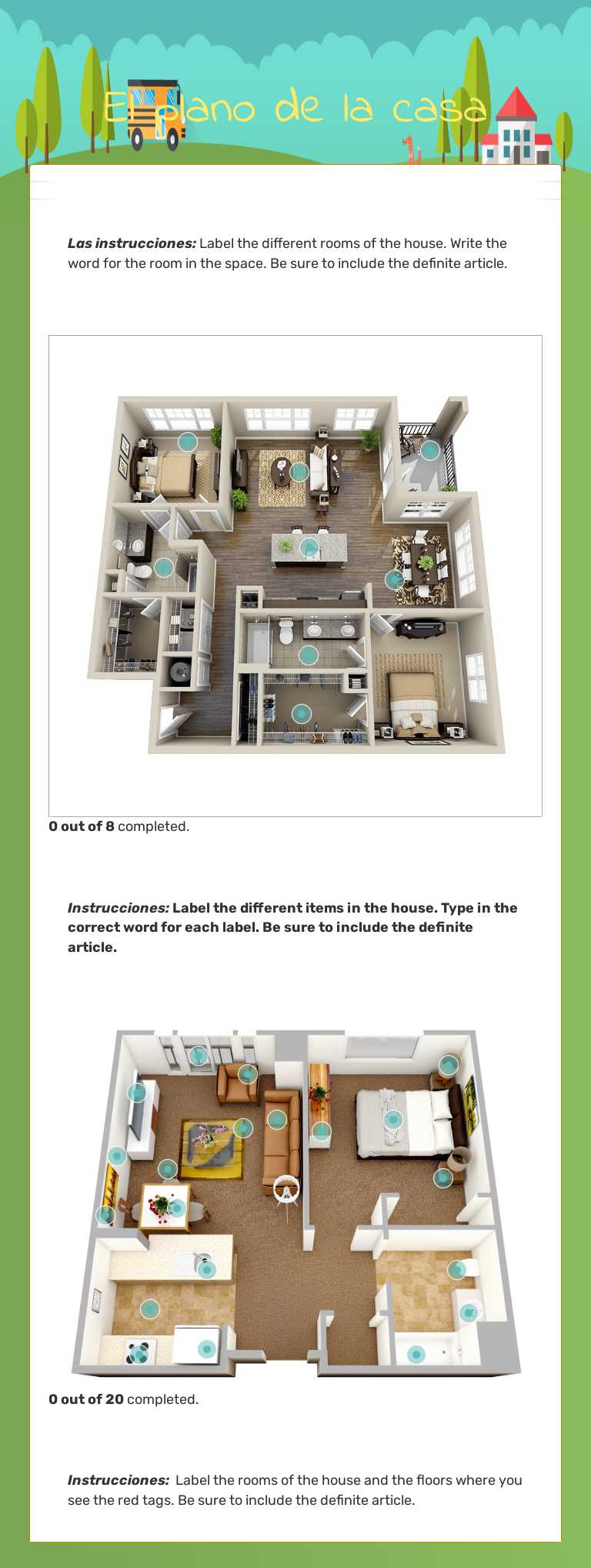 El plano de la casa Grade 9 worksheet preview