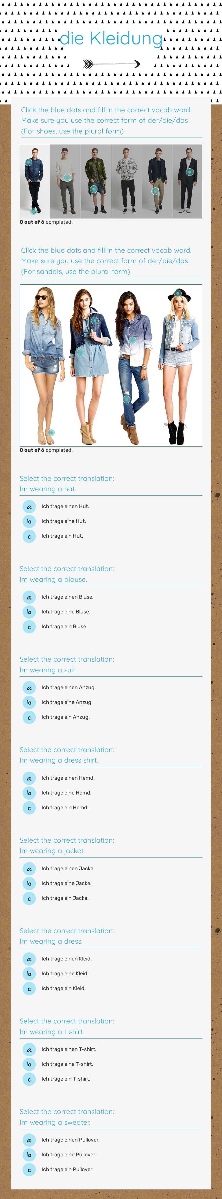 die Kleidung worksheet preview image