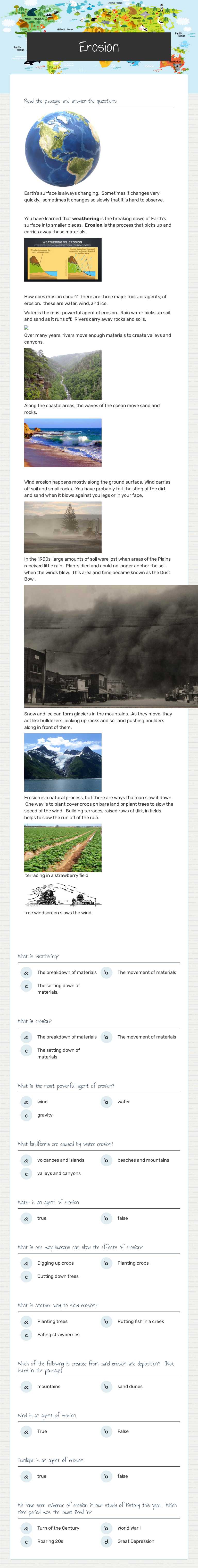 Erosion worksheet preview image