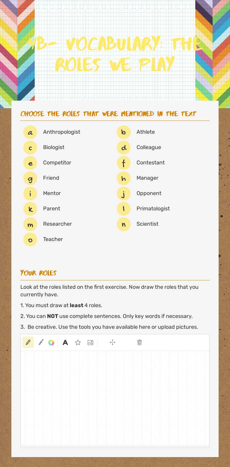 4B- Vocabulary: The roles we play Other worksheet preview
