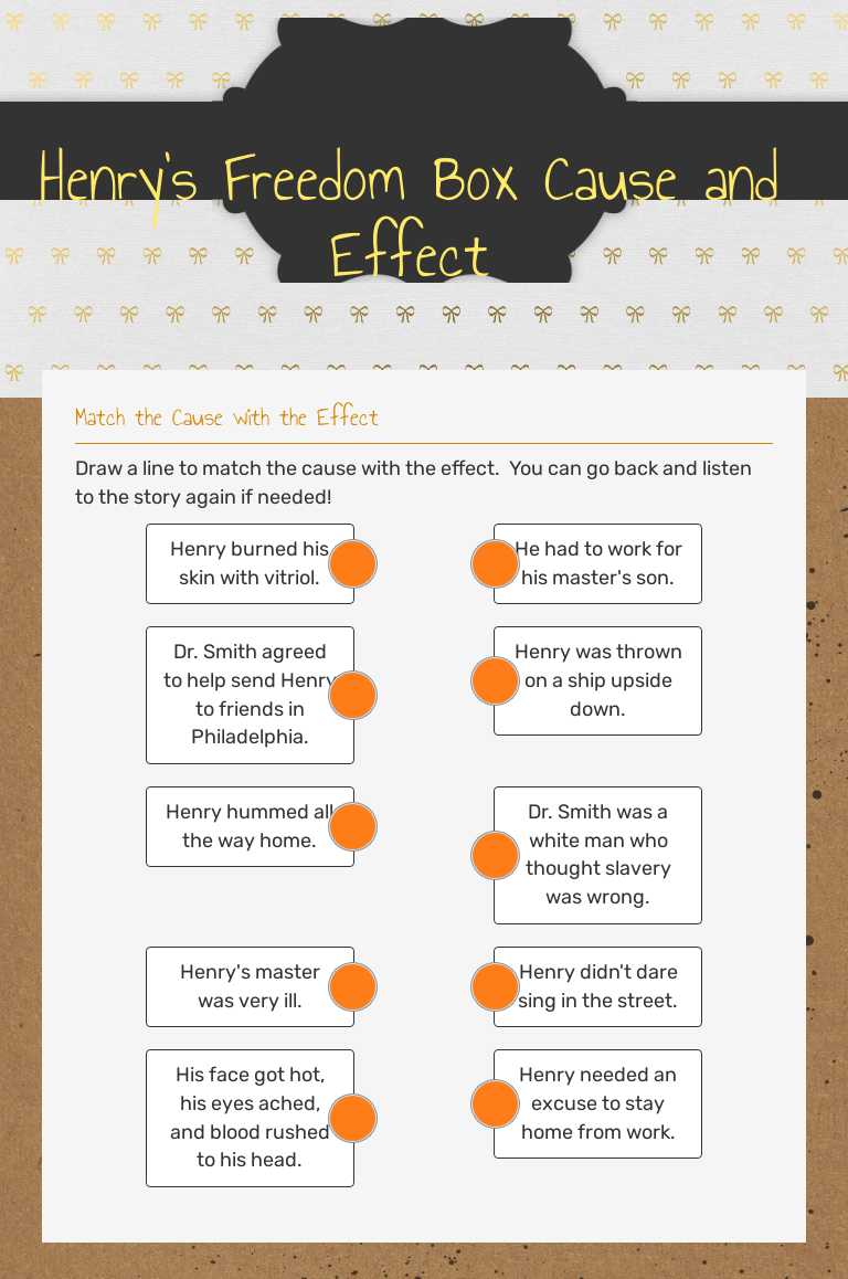 Henry's Freedom Box Cause and Effect worksheet preview image