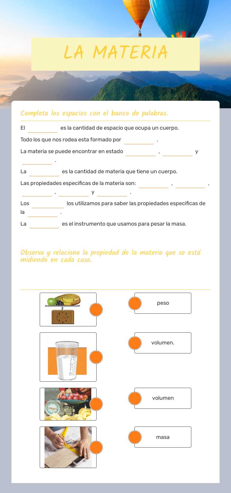 LA MATERIA worksheet preview image