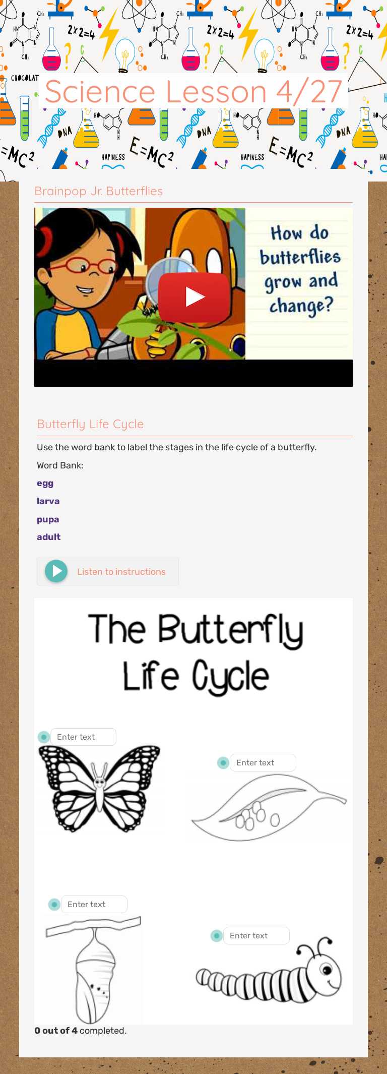 Science Lesson 4/27 worksheet preview image