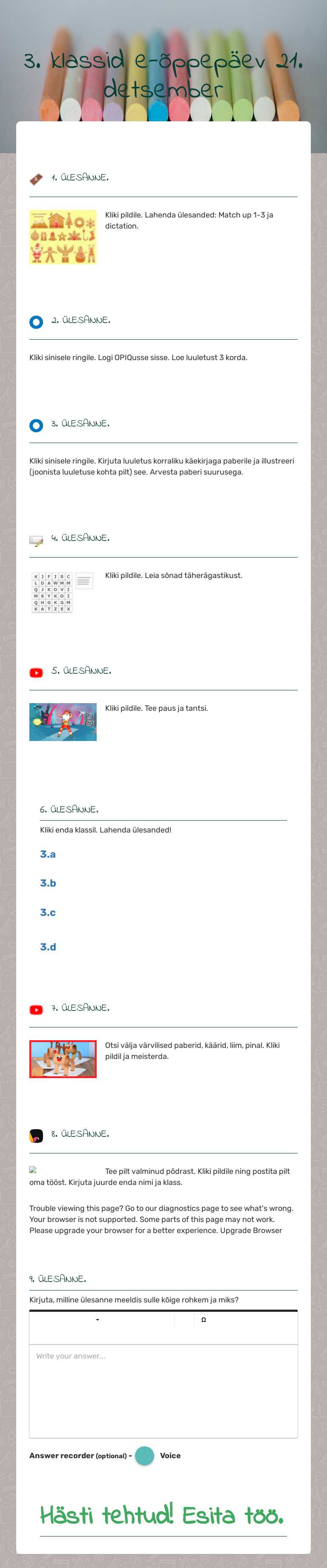3. klassid e-õppepäev        
 21. detsember worksheet preview image