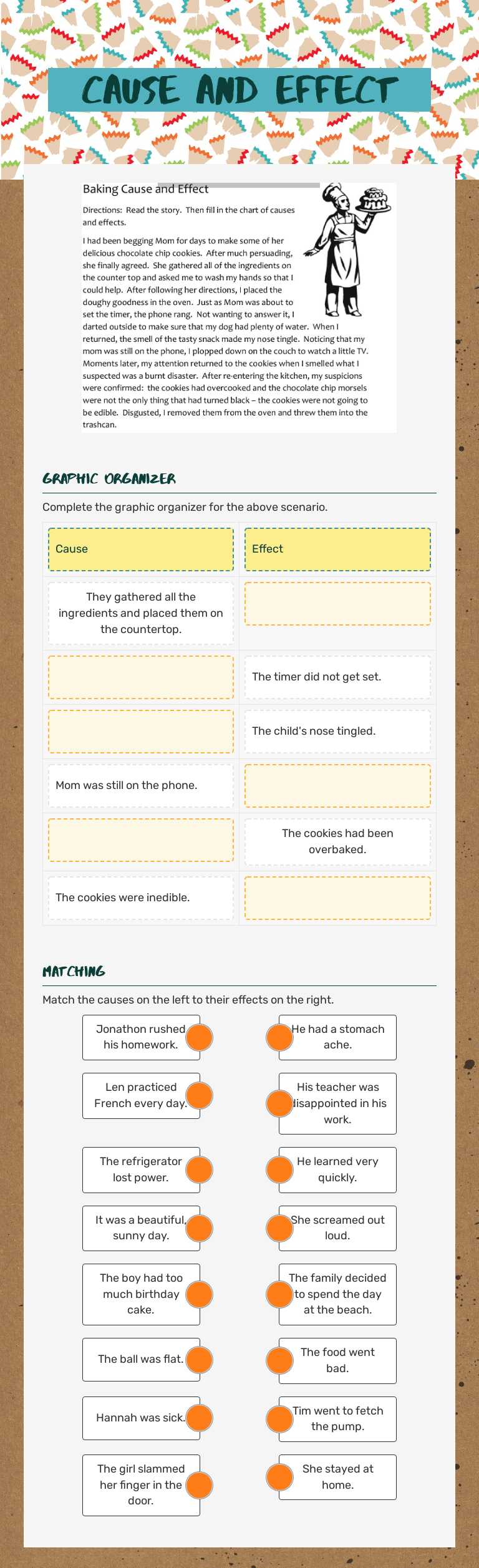 Cause and Effect Grade 8 worksheet preview