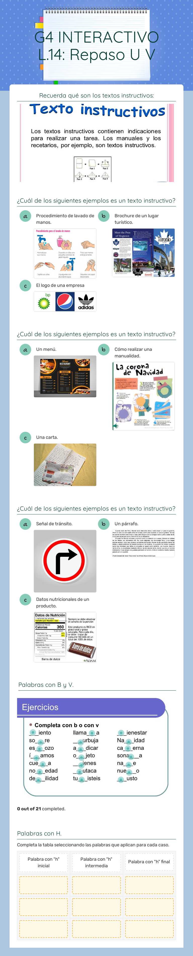 G4 INTERACTIVO L.14: Repaso U V worksheet preview image