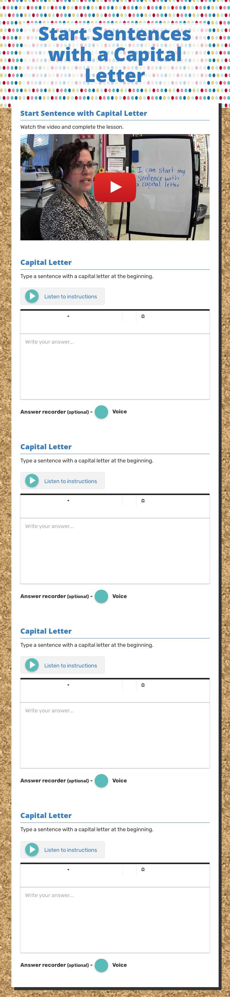 Start Sentences with a Capital Letter worksheet preview image