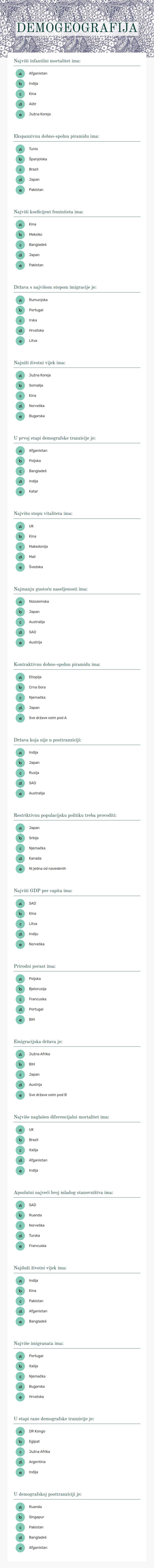 DEMOGEOGRAFIJA Grade 9 worksheet preview