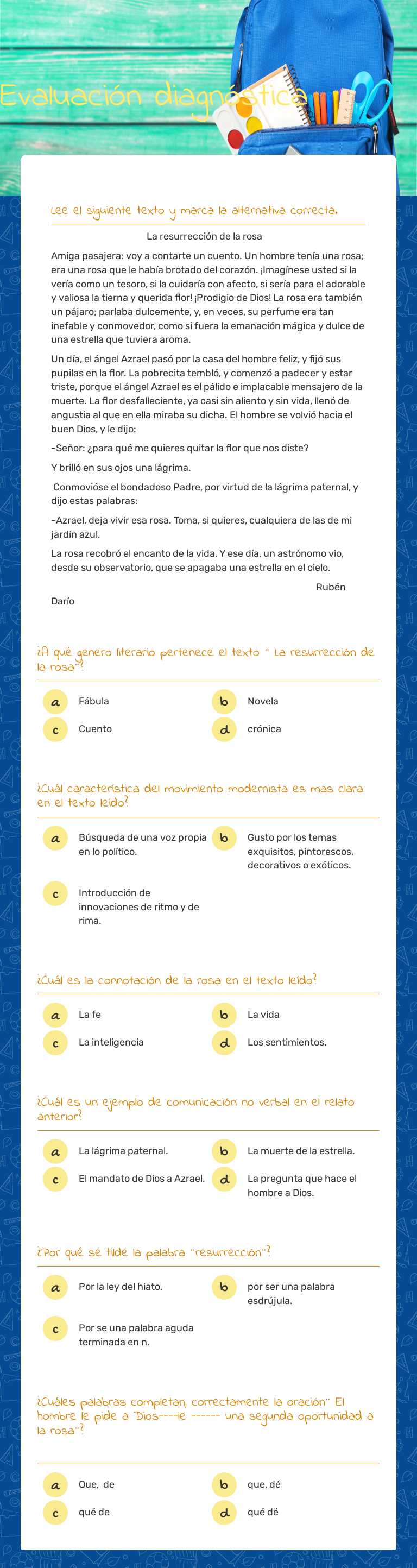 Evaluación diagnóstica worksheet preview image