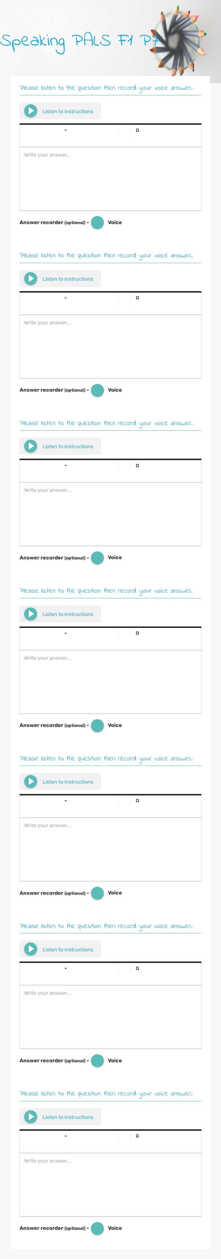 Speaking PALS
F1 P7 worksheet preview
