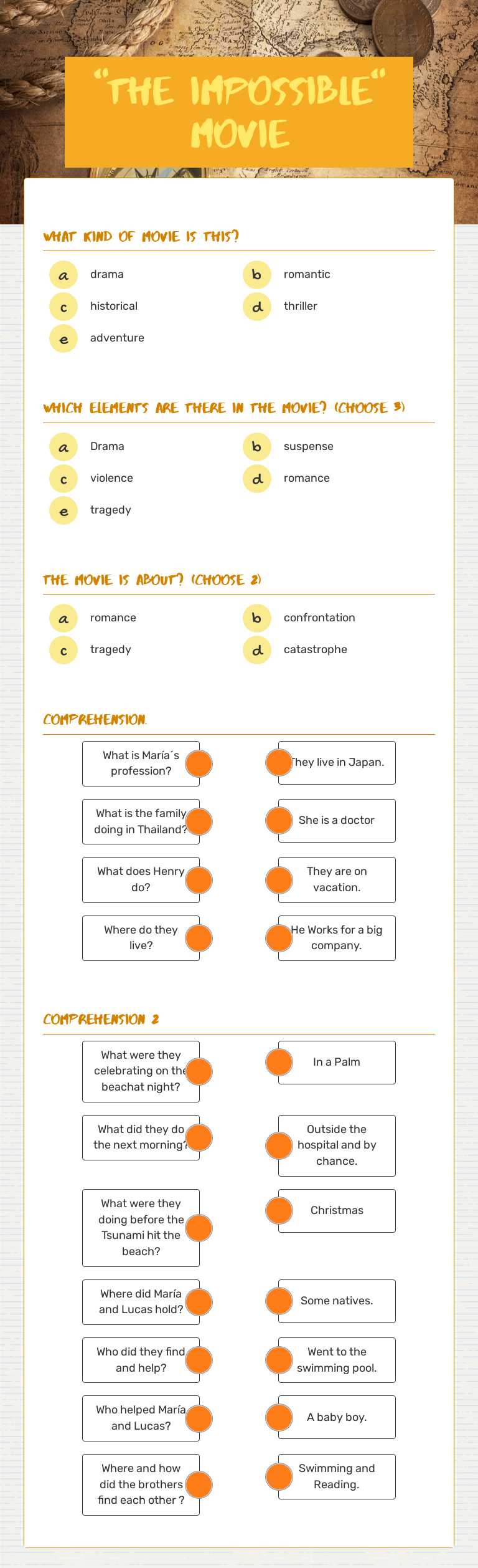 "The Impossible" movie Grade 11 worksheet preview