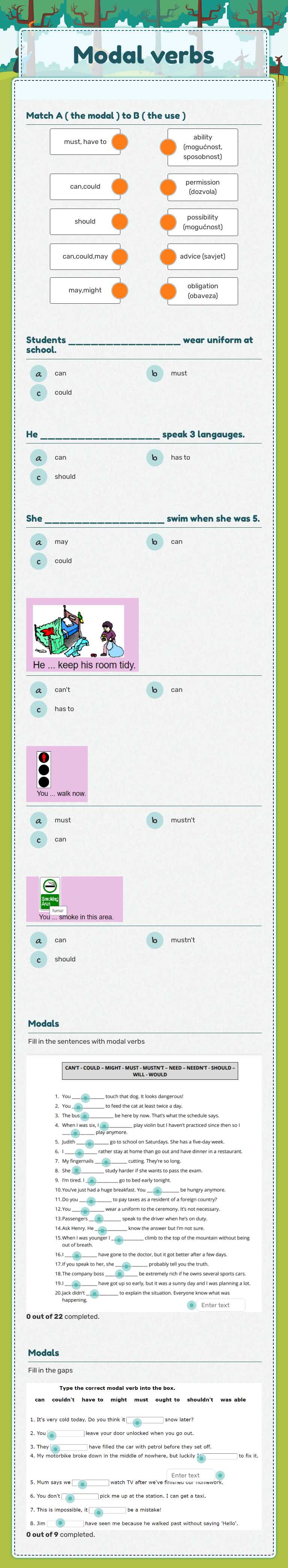 Modal verbs worksheet preview image