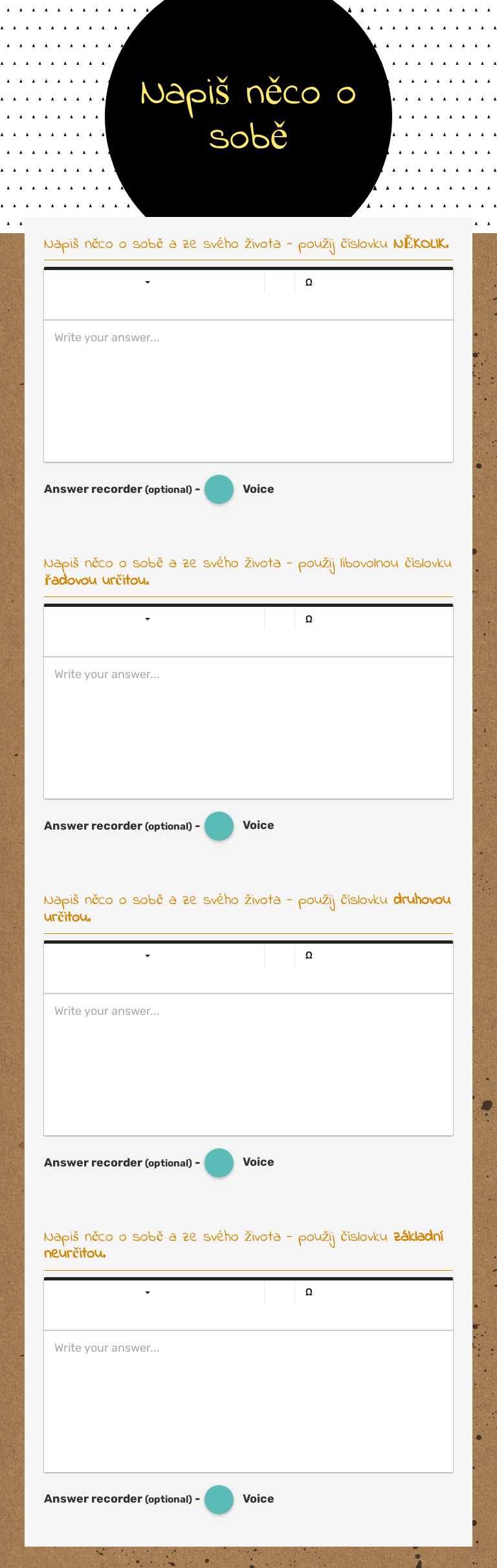 Napiš něco o sobě worksheet preview