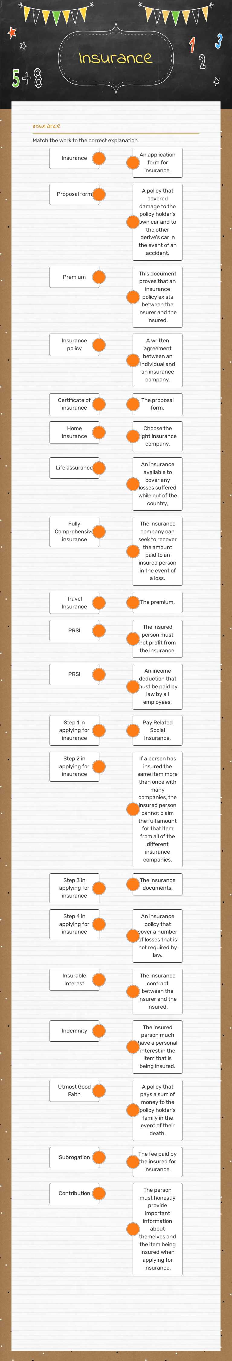 Insurance worksheet preview image