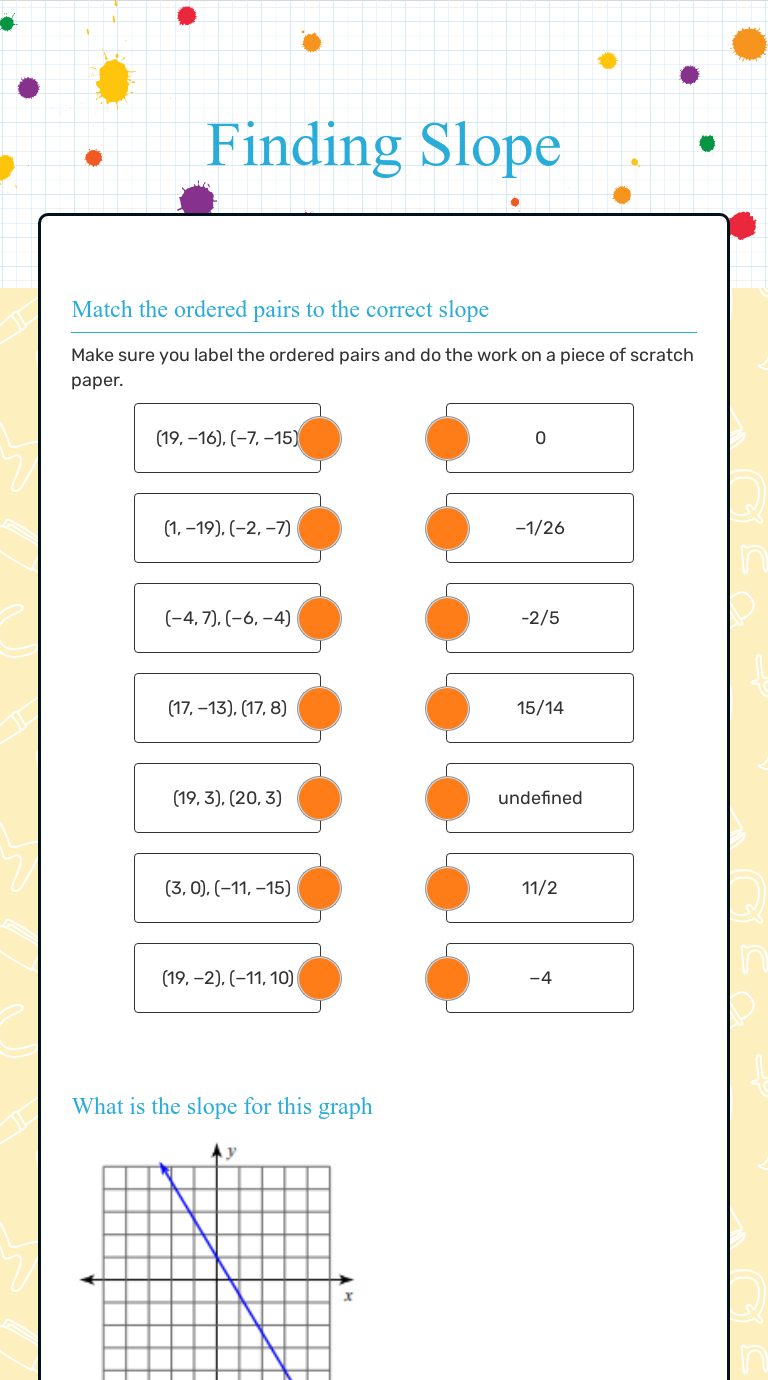 Finding Slope | Interactive Worksheet by Tammie Slate | Wizer.me