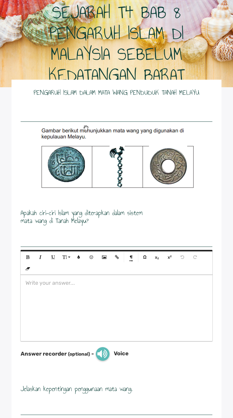 Sejarah T4 Bab 8 Pengaruh Islam Di Malaysia Sebelum Kedatangan Barat Interactive Worksheet By Roseni Binti Mohd Nusi Moe Wizer Me