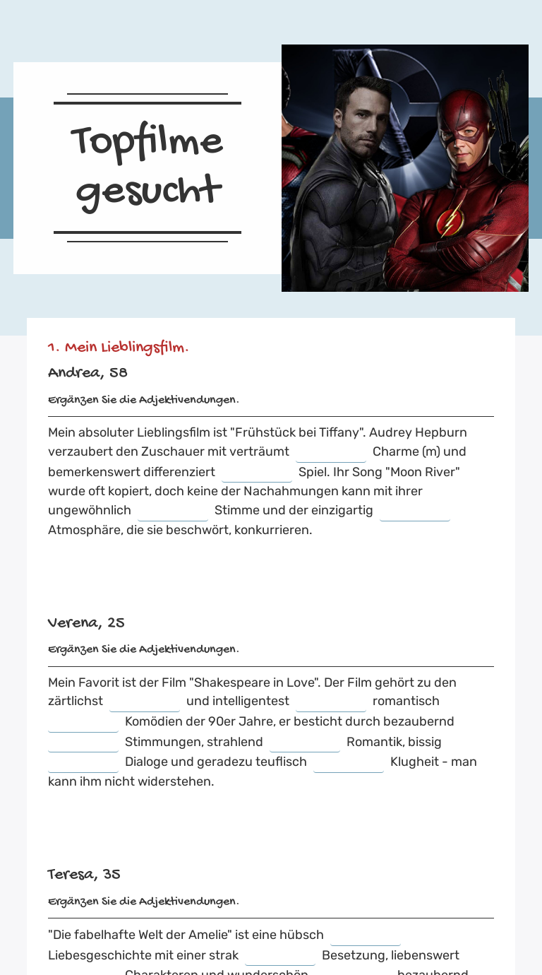 Topfilme Gesucht Interactive Worksheet By Iryna Hadasevich Wizer Me