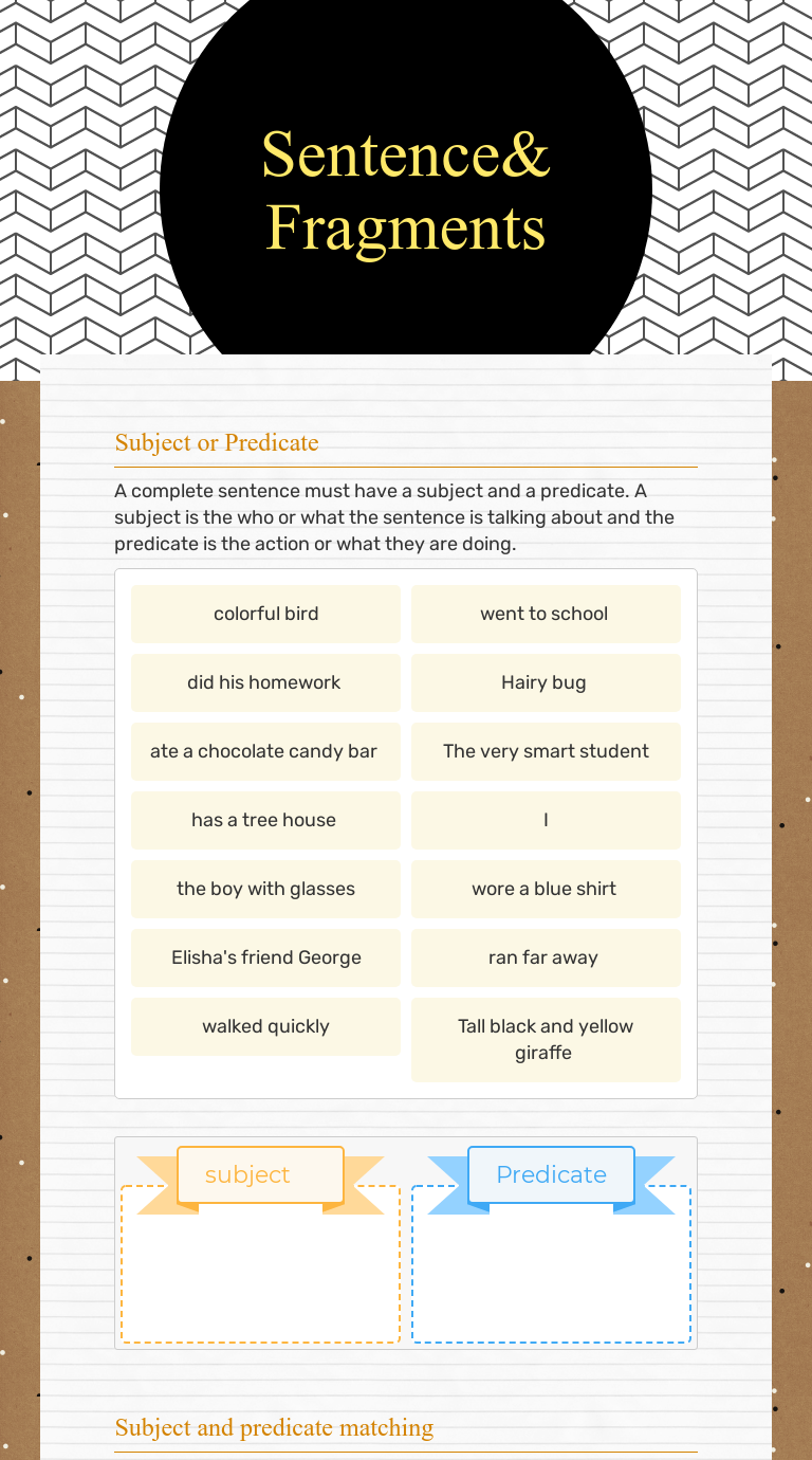 Sentence Fragments Interactive Worksheet By Kim Rust Wizer me
