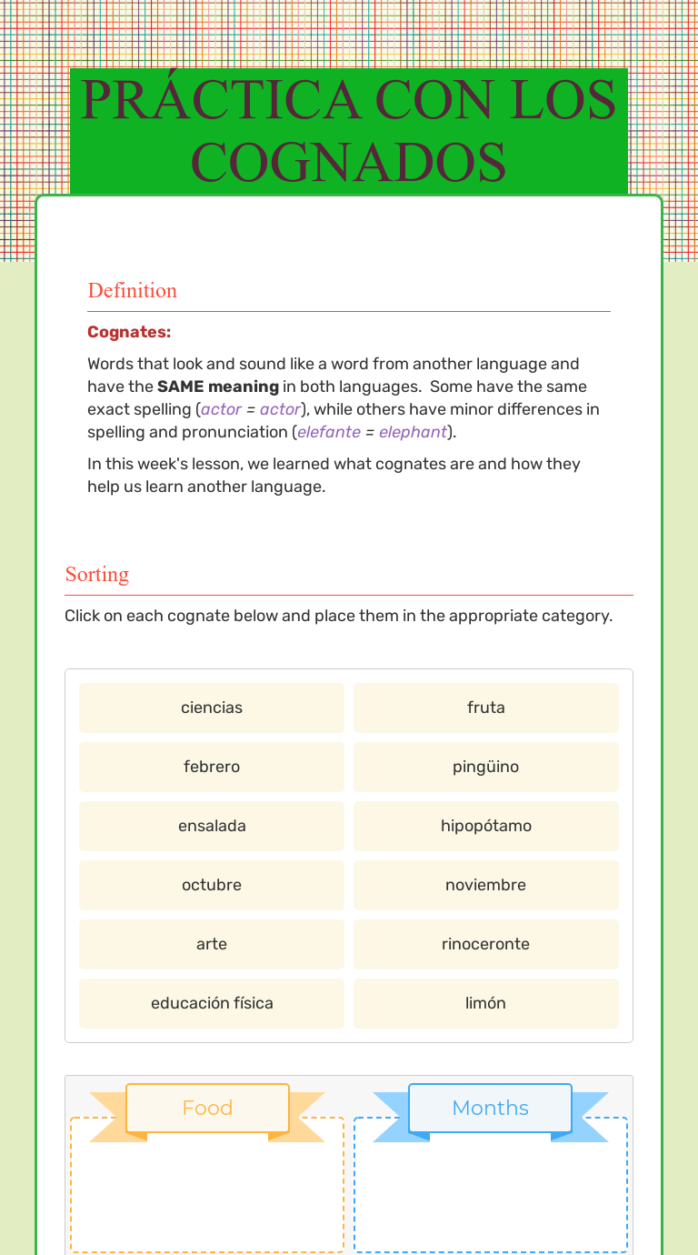 Los Cognados Worksheet Answer Key Word Search