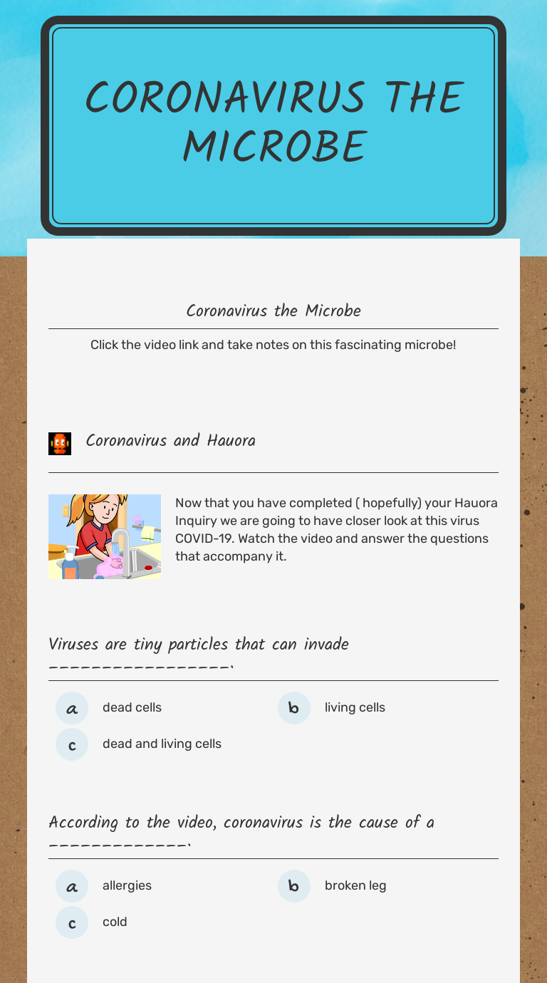 cORONAVIRUS
tHE mICROBE worksheet preview image