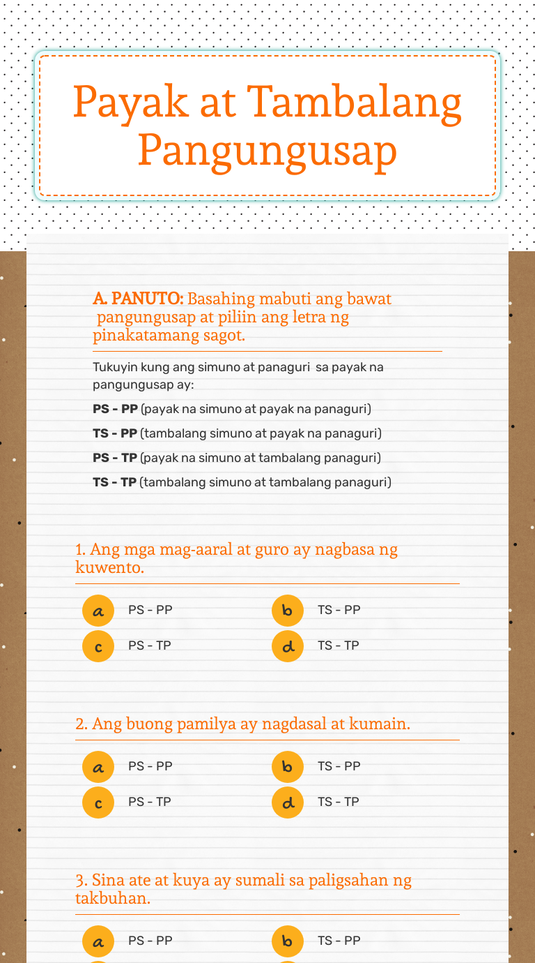 Tambalan Na Pangungusap Worksheet 8981