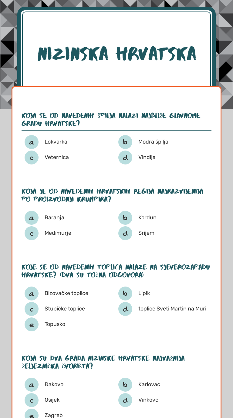 Nizinska hrvatska worksheet preview image