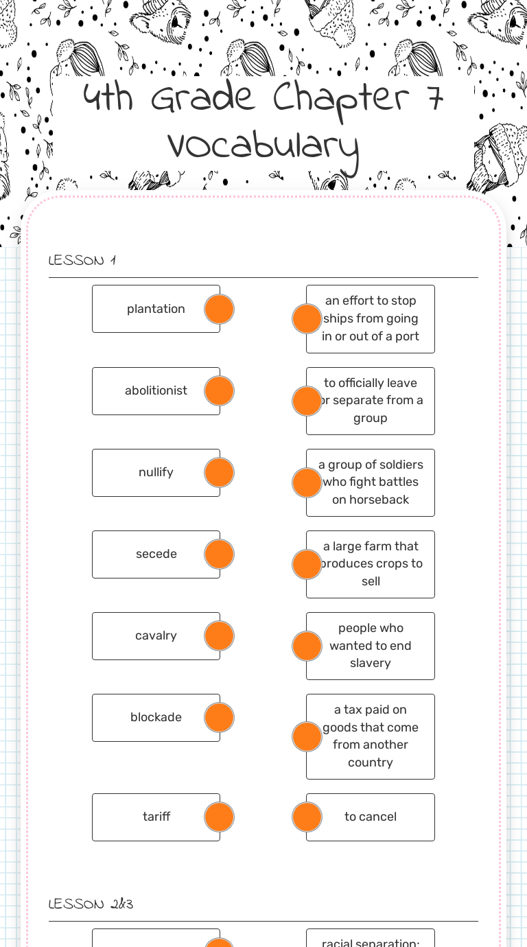 4th Grade Chapter 7 VOcabulary worksheet preview image
