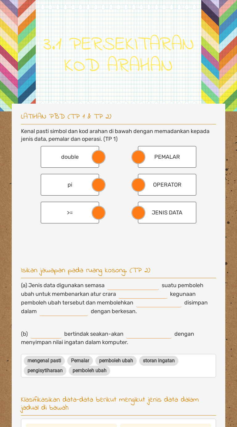 3.1 PERSEKITARAN KOD ARAHAN worksheet preview image
