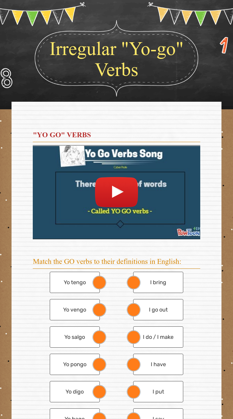 Irregular "Yogo" Verbs Interactive Worksheet by Marisela Andrade De