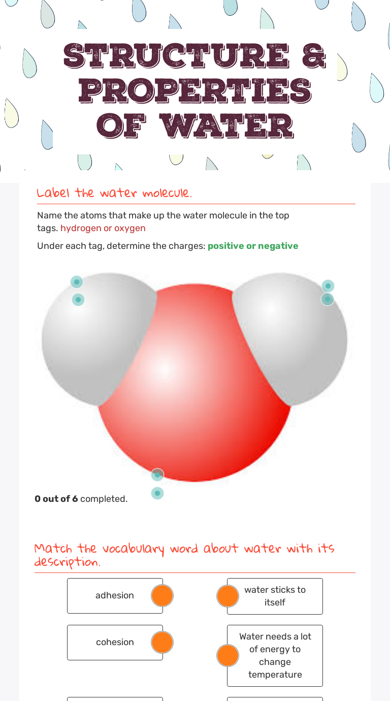 STRUCTURE & PROPERTIES OF WATER Interactive Worksheet by Colin