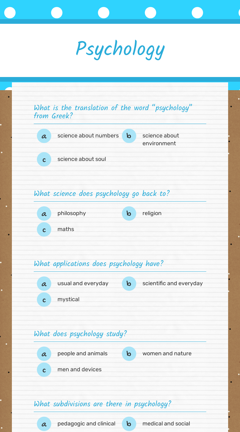 Psychology | Interactive Worksheet by Svetlana Kolomiyets | Wizer.me