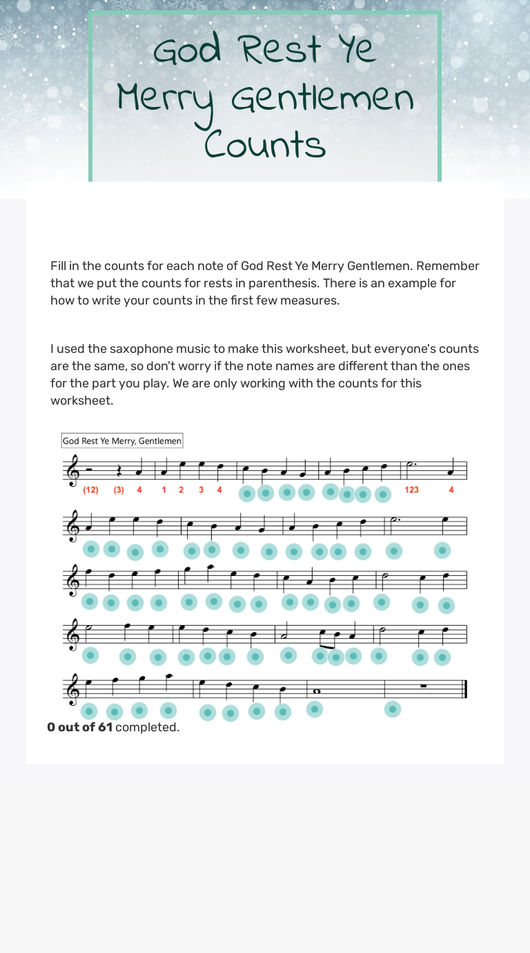 God Rest Ye Merry Gentlemen worksheet