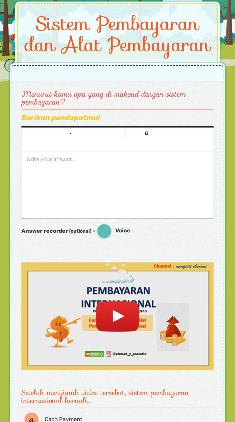 Sistem Pembayaran dan Alat Pembayaran worksheet preview