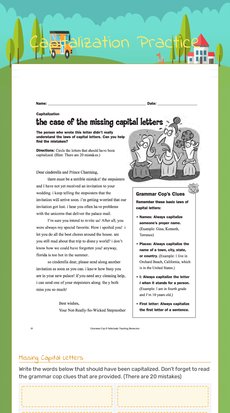 Capitalization Practice worksheet preview image