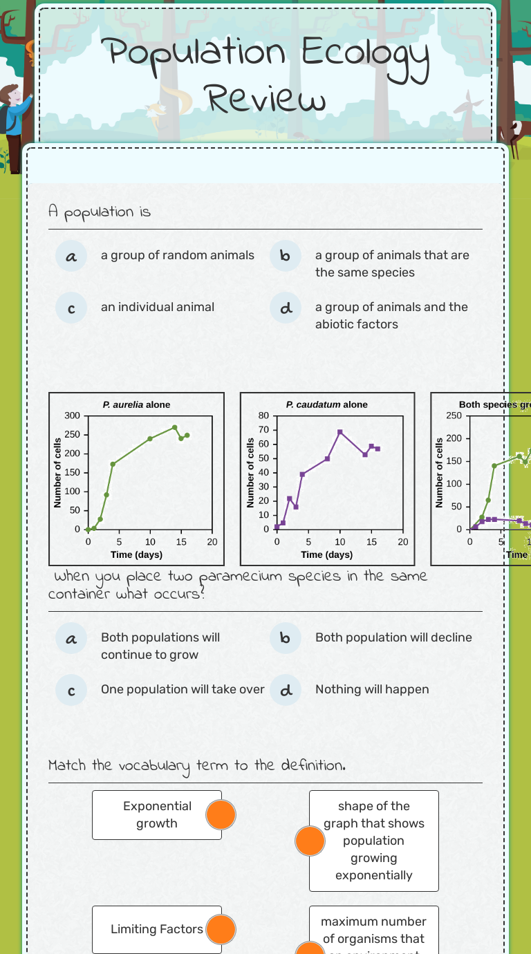 Population Ecology Review Interactive Worksheet by Caitlin Hernandez