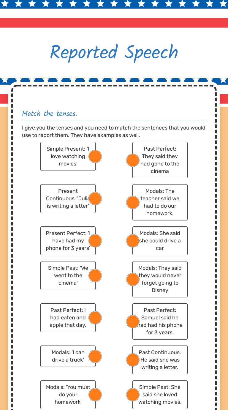 interactive worksheet reported speech