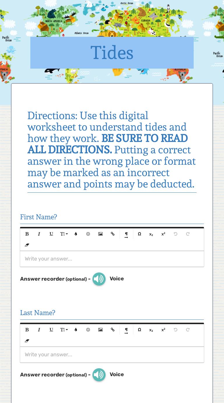 Tides | Interactive Worksheet by Marquis Johnson | Wizer.me