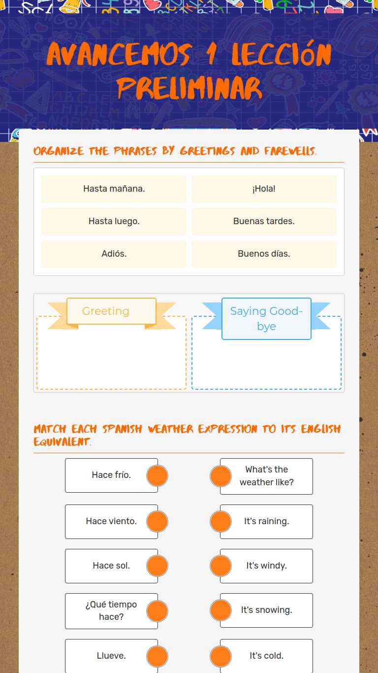 Avancemos 1 Workbook Printable Worksheet Page 7