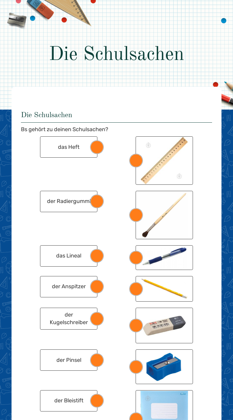 Die Schulsachen Grade 7 worksheet preview