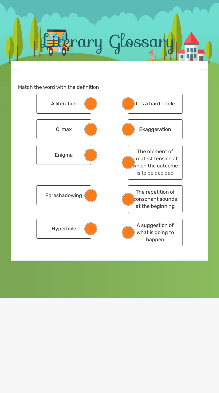 Literary Glossary | Interactive Worksheet by Verónica Arciniegas | Wizer.me