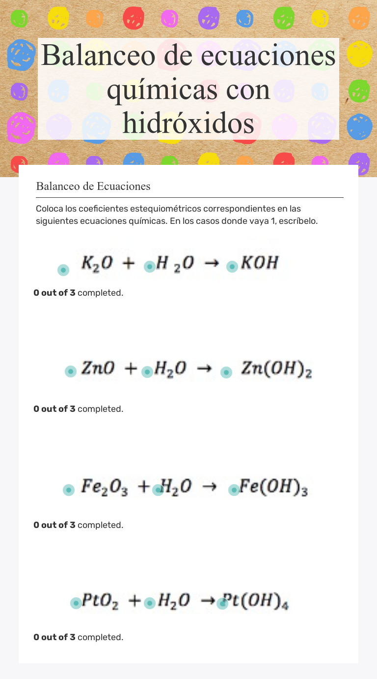 ecuación h2o