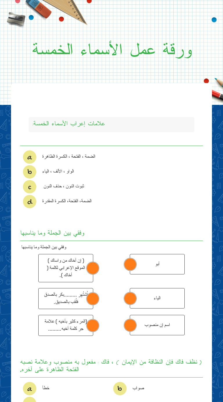 ÙˆØ±Ù‚Ø© Ø¹Ù…Ù„ Ø§Ù„Ø£Ø³Ù…Ø§Ø¡ Ø§Ù„Ø®Ù…Ø³Ø© Interactive Worksheet By Ø§Ù…Ù„ Ù†Ø§ÙØ¹ Wizer Me